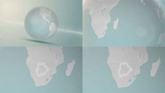 世界地图博茨瓦纳放大时尚球形白色阴影4高清在线视频素材下载