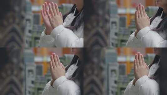 女人双手合十祈祷高清在线视频素材下载