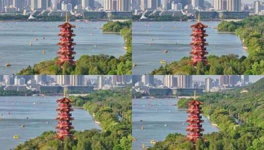徐州市云龙湖风景区苏公塔湖东路高清在线视频素材下载