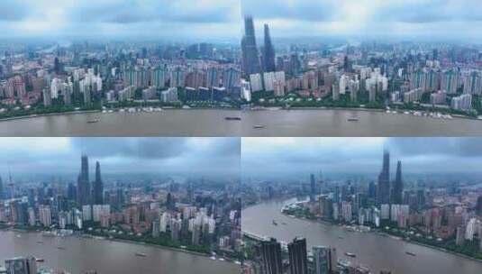 4K无人机航拍上海陆家嘴城市风光高清在线视频素材下载