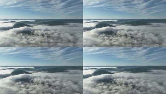航拍云雾缭绕的山林高清在线视频素材下载