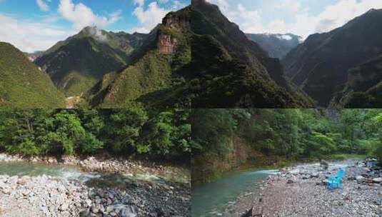 大巴山 高山峡谷 溪流高清在线视频素材下载