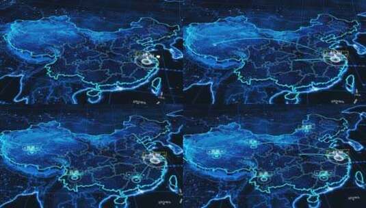 科技感杭州分布全国世界地图展示AE模板高清AE视频素材下载