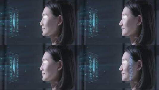 科技人脸识别面部(侧面)扫描效果高清AE视频素材下载