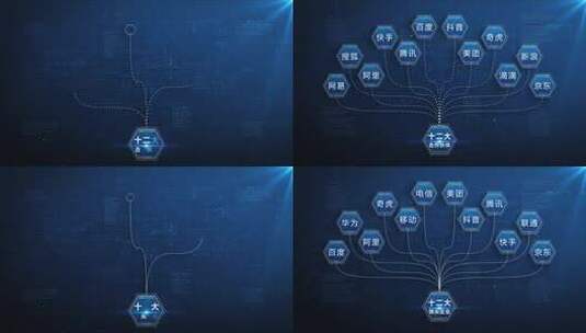 树状图分类展示图标文字高清AE视频素材下载