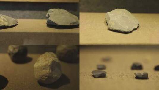博物馆化石打制石器高清在线视频素材下载