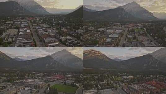 班夫AB加拿大航空v12电影无人机天桥镇高清在线视频素材下载
