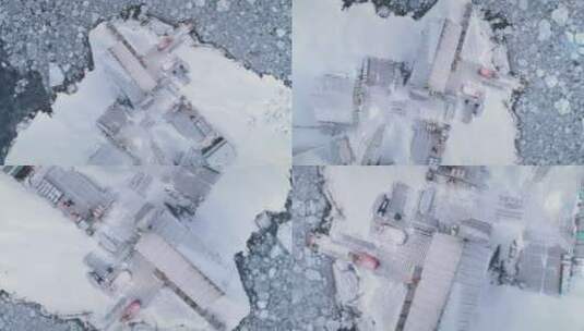 在南极洲Vernadsky基地上空的空中高清在线视频素材下载
