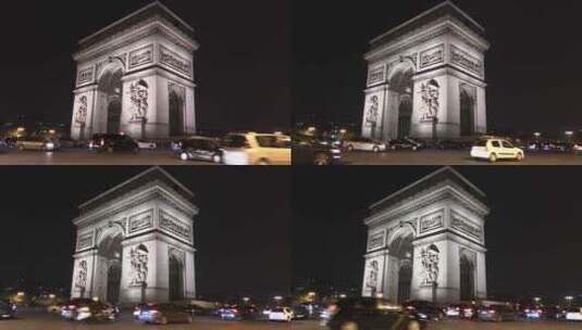夜幕下的法国巴黎凯旋门高清在线视频素材下载