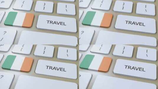 爱尔兰国旗和文字旅行按钮旅行到国家3D动高清在线视频素材下载