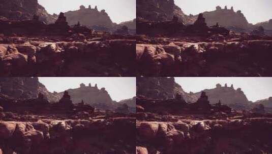 背景为山的岩石景观高清在线视频素材下载