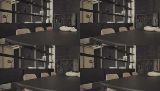 现代室内配有舒适椅子的餐桌高清在线视频素材下载