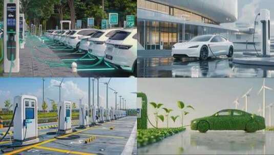 新能源汽车充电绿色城市 科技未来低碳环保高清在线视频素材下载