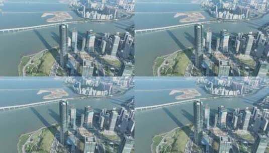 珠海横琴新区航拍珠海横琴国际金融中心建筑高清在线视频素材下载