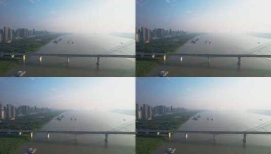 中国湖北省武汉长江二桥4k航拍高清在线视频素材下载