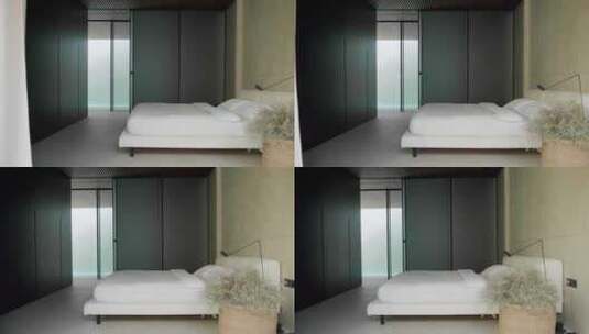 中性色调和简洁线条的现代简约卧室设计高清在线视频素材下载
