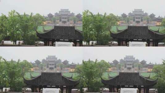 苏州重元寺雨天建筑风光高清在线视频素材下载