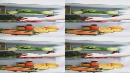打开冰箱拿食物高清在线视频素材下载