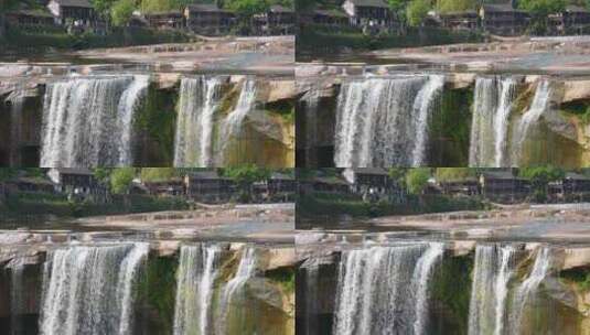 四川广安旅游低坑大瀑布自然风景高清在线视频素材下载