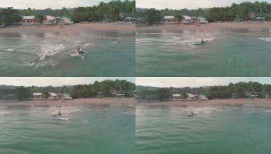 海边渔村出海打鱼划船风浪空境高清在线视频素材下载