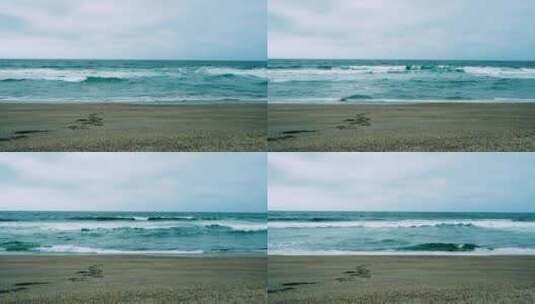 海浪冲刷海岸高清在线视频素材下载