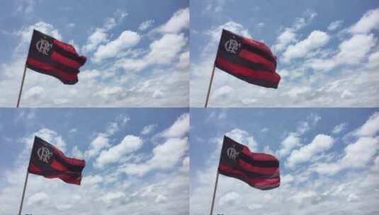 巴西里约热内卢足球俱乐部基地的队旗在空中飘扬高清在线视频素材下载