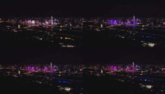 湖南长沙岳麓山航拍城市夜景高清在线视频素材下载