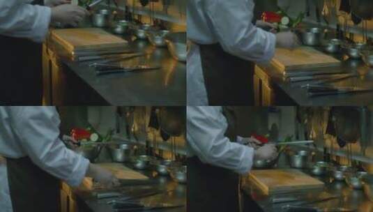 厨师拿起刀具打磨高清在线视频素材下载