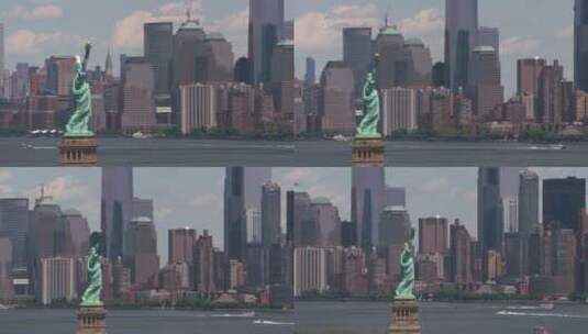 航拍曼哈顿自由女神像高清在线视频素材下载