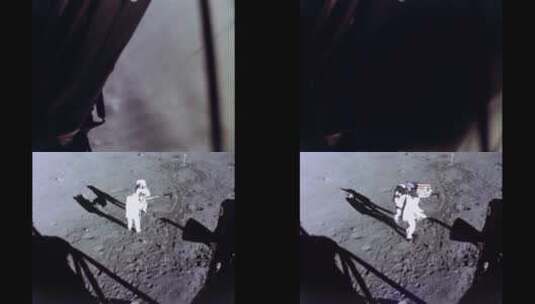  太空宇航人在月球上插好美国国旗高清在线视频素材下载