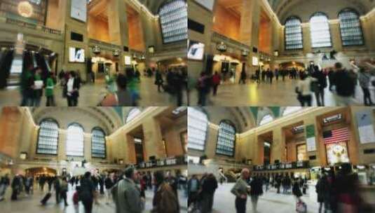 中央车站乘客模糊延时摄影高清在线视频素材下载