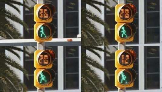人行横道上的红绿灯在倒计时高清在线视频素材下载