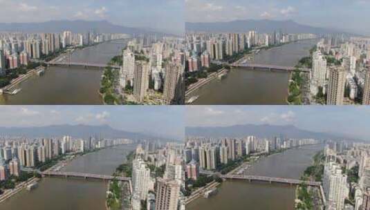 航拍福建福州闽江两岸高楼建筑高清在线视频素材下载