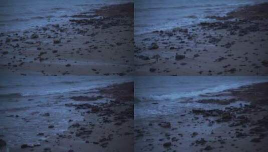 海边沙滩夜晚海边夜色海浪浪花拍打高清在线视频素材下载