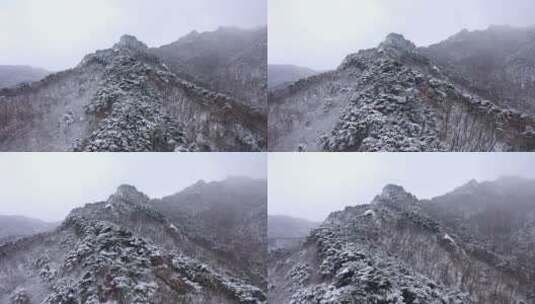 航拍雪中的山脊高清在线视频素材下载