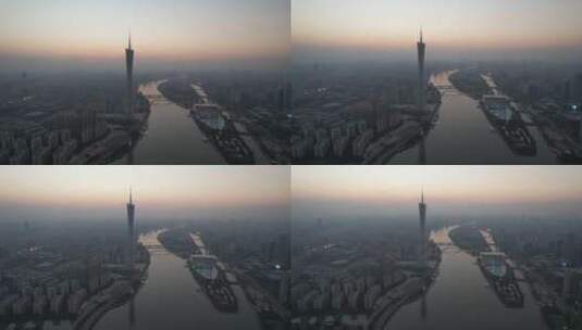2022广州塔小蛮腰珠江新城猎德大桥二沙岛高清在线视频素材下载