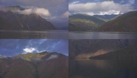 湖面江面大山山涧高清在线视频素材下载