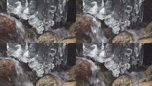 融化的冰和水流高清在线视频素材下载