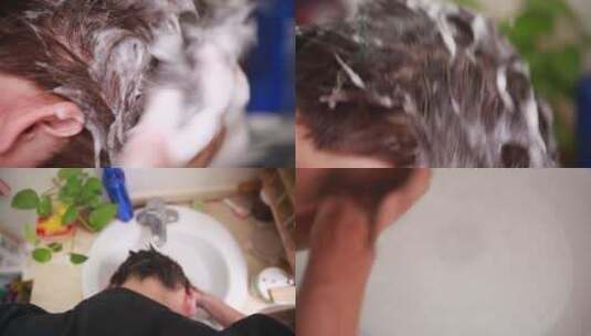 【镜头合集】洗发水揉搓泡沫高清在线视频素材下载