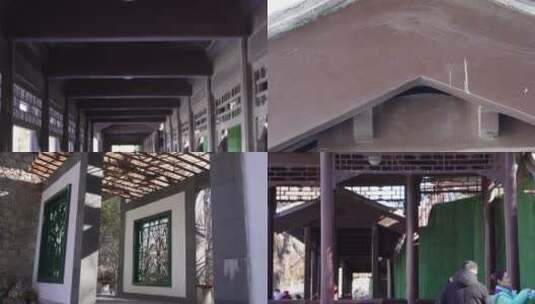 【镜头合集】古典长廊庭院园艺紫竹院公园高清在线视频素材下载