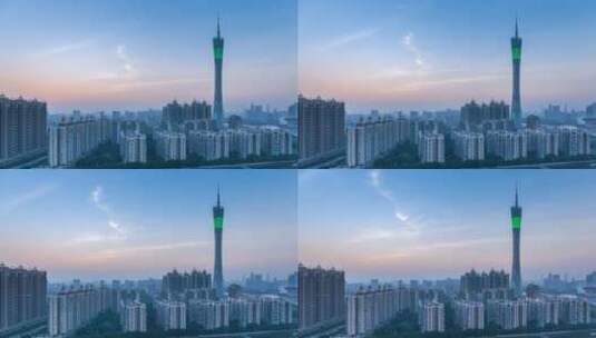 广州市城市风光在黄昏时刻的延时高清在线视频素材下载