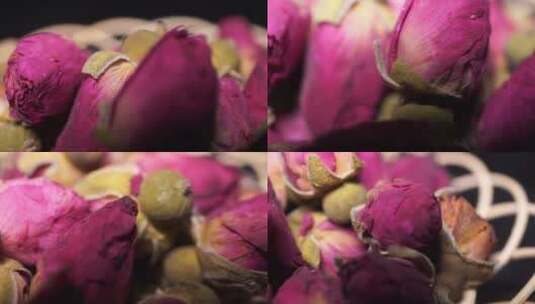 【镜头合集】食用玫瑰花干花花草茶高清在线视频素材下载