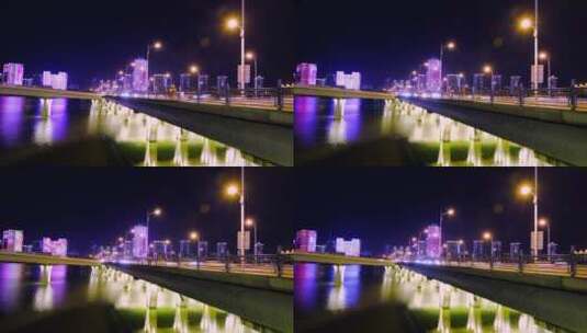 沈阳浑河大桥夜景灯光高清在线视频素材下载