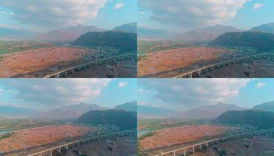 潞江大桥航拍高清在线视频素材下载