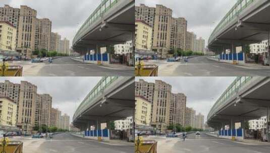 上海封城中的高架公路街边高清在线视频素材下载