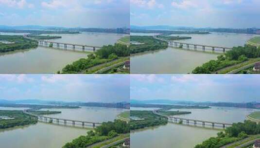杭州三江口袁浦大桥风景航拍高清在线视频素材下载