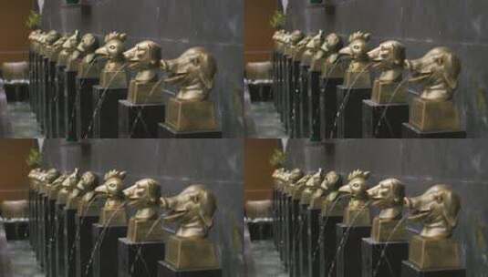 十二生肖雕塑喷水高清在线视频素材下载