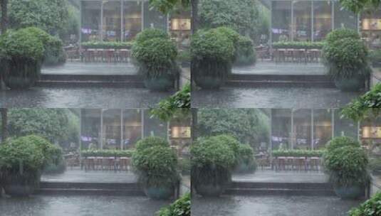 下雨天现代城市商业中心高清在线视频素材下载