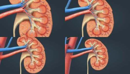医学人体解剖肾脏器官三维动画高清在线视频素材下载