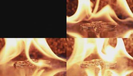 三个戒指在火焰中高清在线视频素材下载